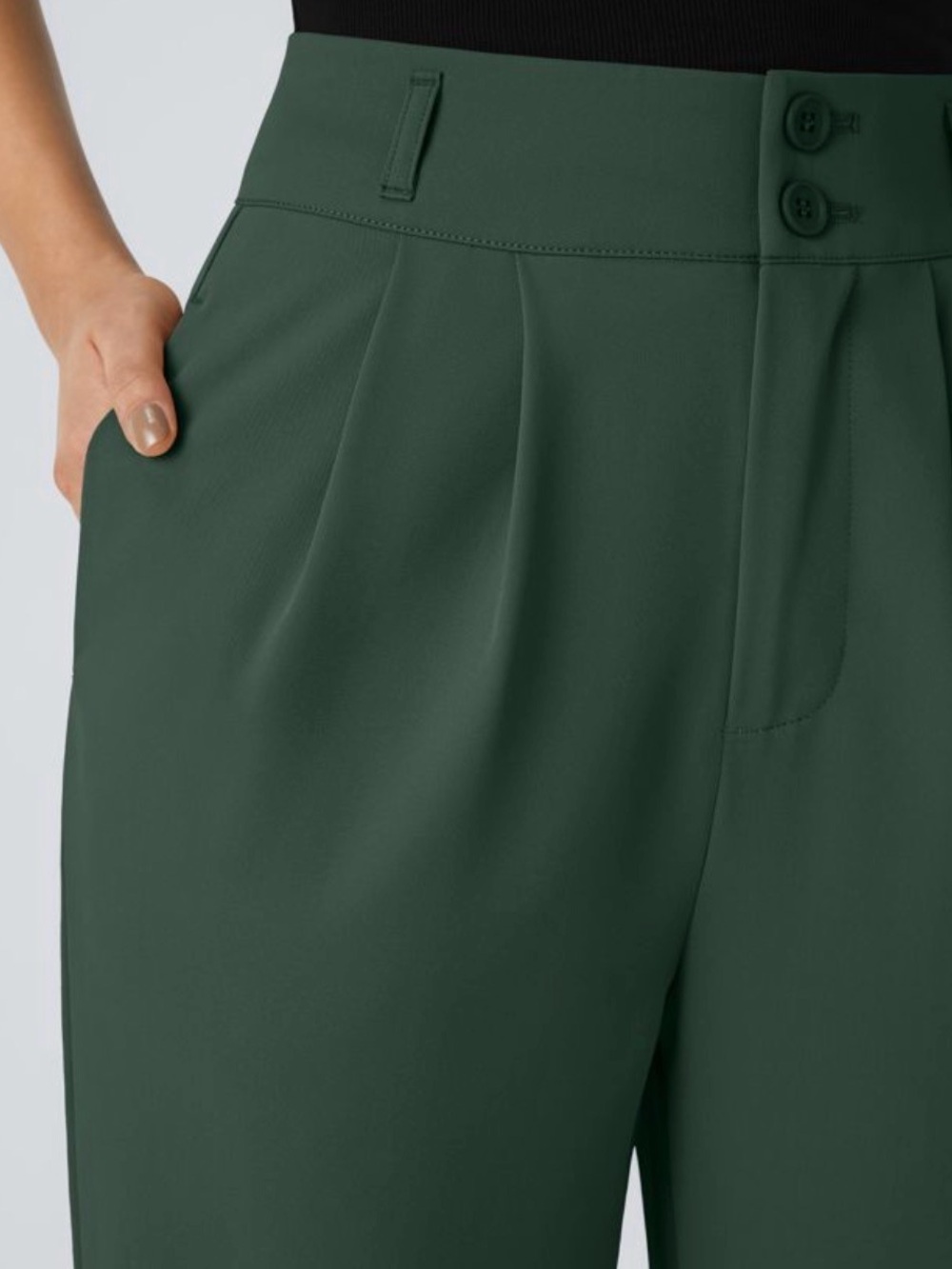 HALARA Forest Green High-Rise Straight Leg Suit Pants - Picture 5 of 9